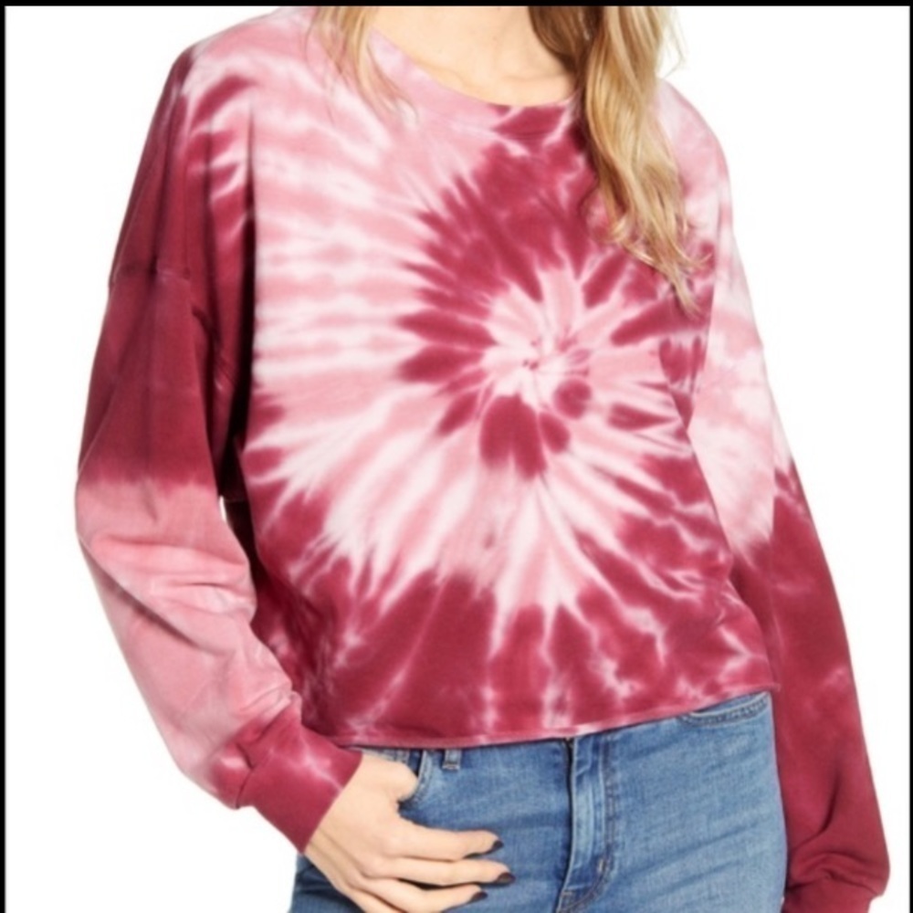 Treasure &  Bond Tie Dye Dolman Sleeve Cropped Sweatshirt
